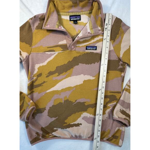 Patagonia Synchilla Pink Orange Gold Camo Pullover Fleece Jacket rare Small - Picture 8 of 8
